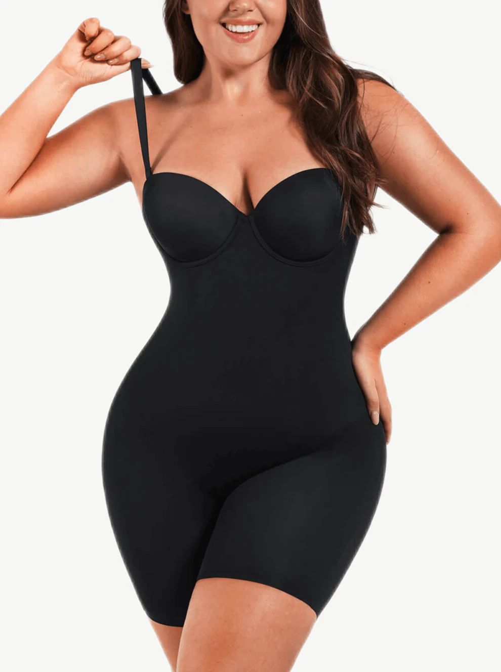 G- 3 hook Fancy Cupped Mid-Thigh Tummy Control Shapewear